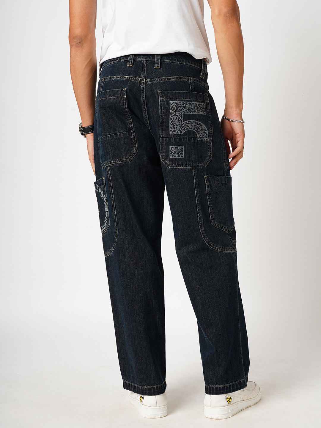 Bold Panel Dark Blue Men's Straight Fit