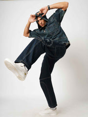 Bold Panel Dark Blue Men's Straight Fit