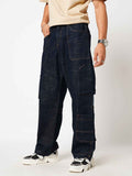 Raw Deep Indigo Cargo Mens Mens Straight Fit Jeans
