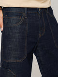 Raw Deep Blue Indigo Cargo Mens Baggy Fit Jeans