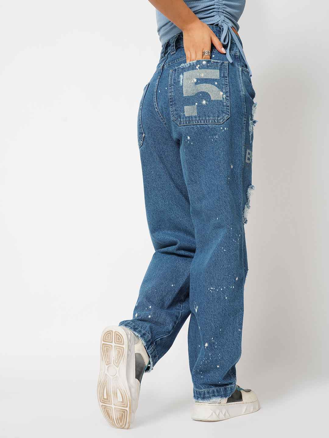 B5ive Distressed Women's Baggy Fit