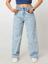 Psy-Swirl Blue Women's Straight Fit