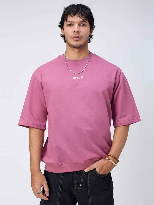 Blush Ribbed Men's Oversized T-shirt