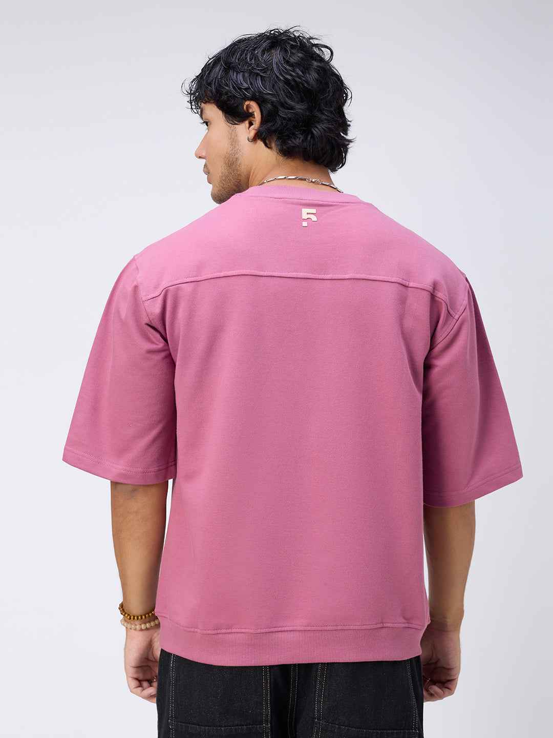 Blush Ribbed Men's Oversized T-shirt