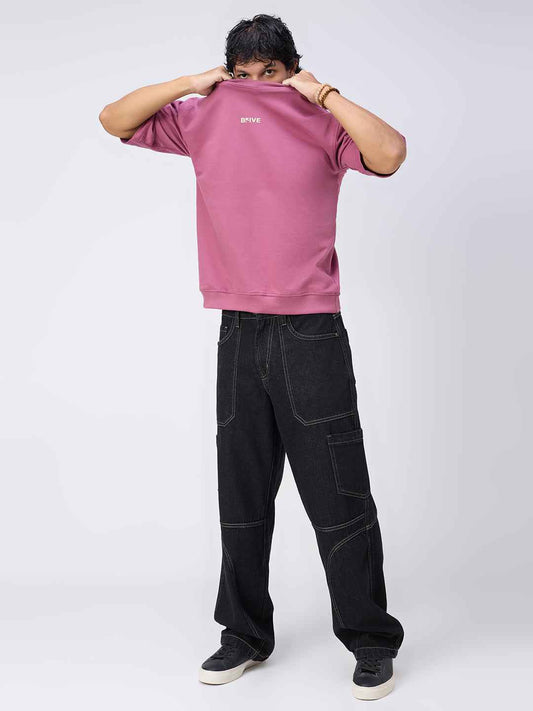 Blush Ribbed Men's Oversized T-shirt