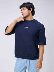 Blue Ribbed Men's Oversized T-shirt