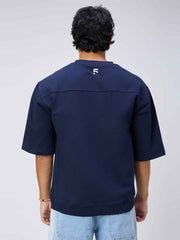 Blue Ribbed Men's Oversized T-shirt