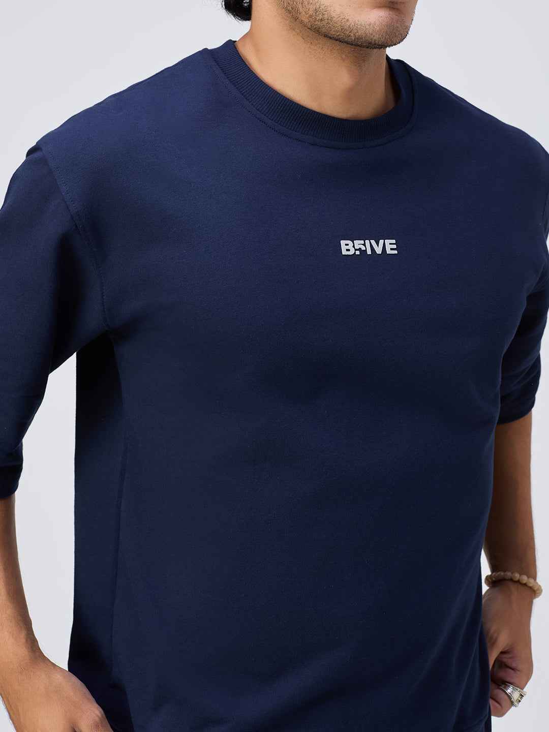 Blue Ribbed Men's Oversized T-shirt