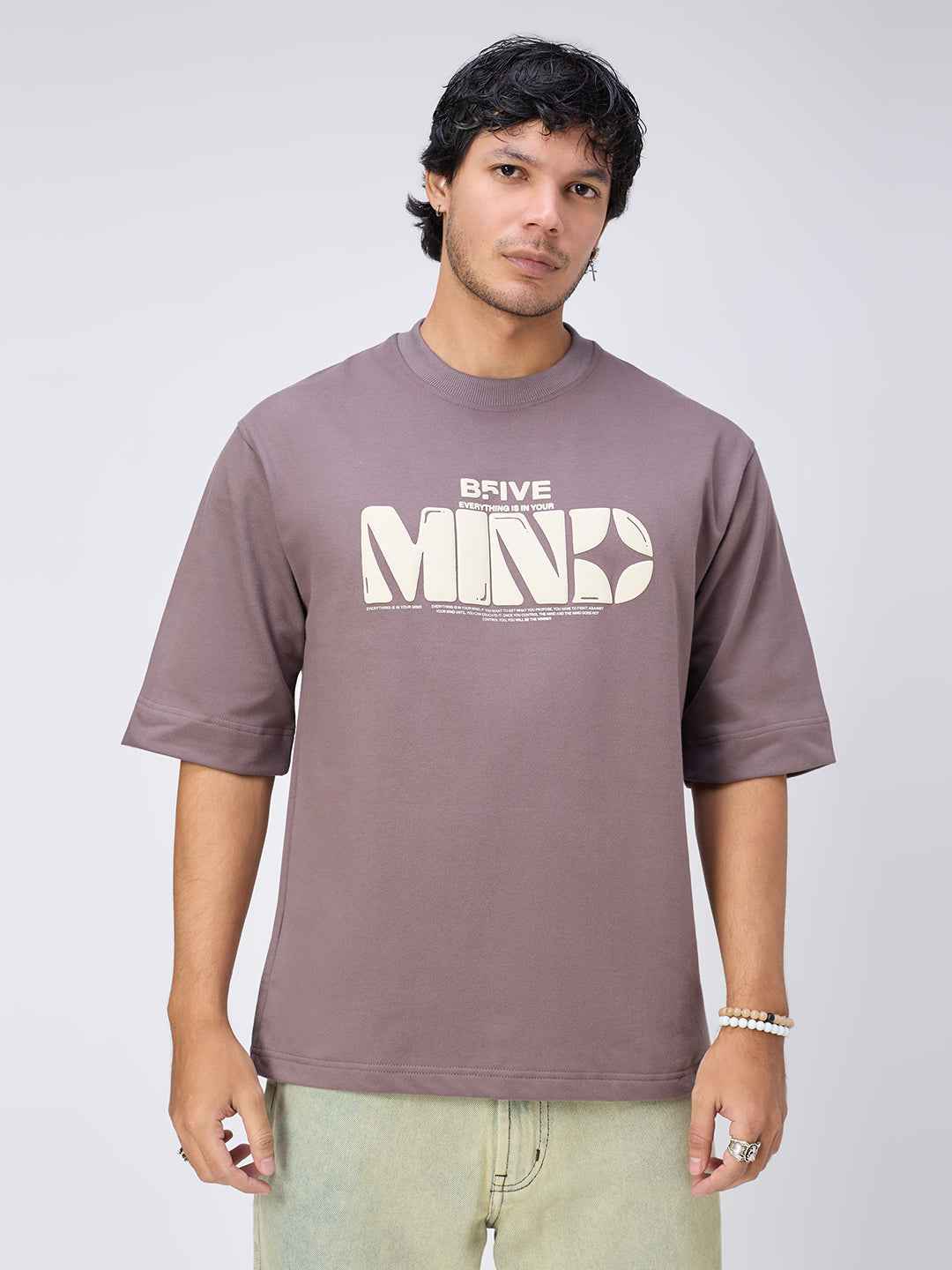 Mauve Mind Chill Men's Oversized T-shirt