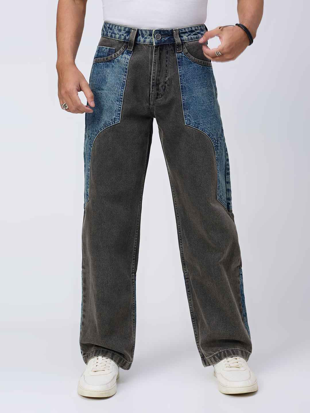 Dual Panel Mix Match Men's Straight Fit Jeans