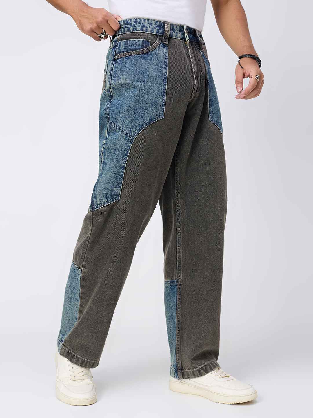Dual Panel Mix Match Men's Straight Fit Jeans