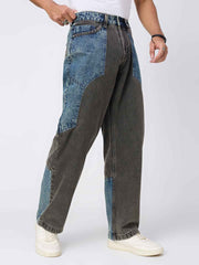 Dual Panel Mix Match Men's Straight Fit Jeans