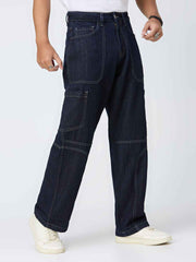 Raw Contrast Stitch Men's Straight Fit Jeans