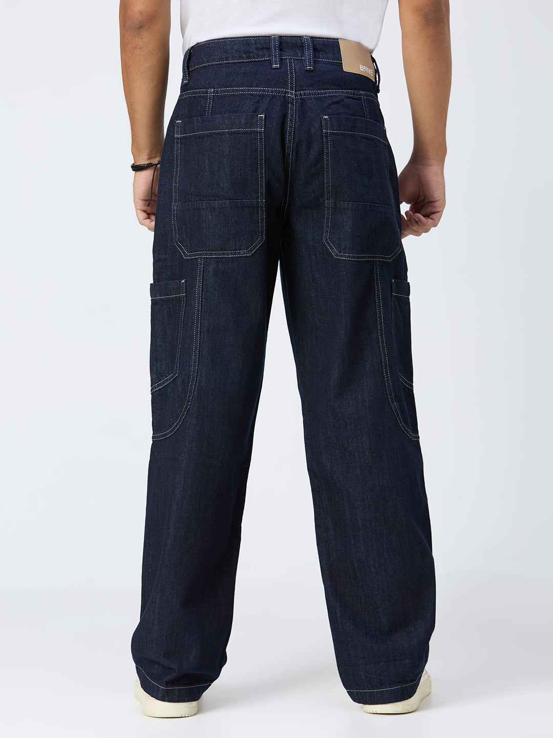 Raw Contrast Stitch Men's Straight Fit Jeans