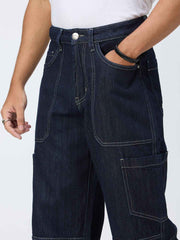 Raw Contrast Stitch Men's Straight Fit Jeans