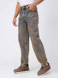 Rusted Earth-Tone Washed Utility Jeans