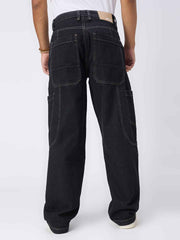Dark Indigo Contrast Stitch Cargo Jeans