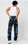 Lighting Blue Hand Tie Dye Mens Baggy Fit Jeans