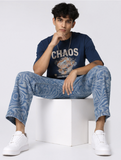 PSY-SWIRL Mid Blue Mens Straight Fit Jeans