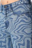 PSY-SWIRL Mid Blue Mens Straight Fit Jeans