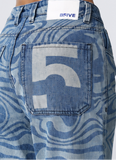 PSY-SWIRL Mid Blue Mens Straight Fit Jeans