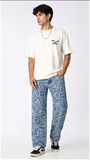 PSY-SWIRL Mid Blue Mens Straight Fit Jeans