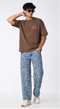 PSY-SWIRL Mid Blue Mens Straight Fit Jeans
