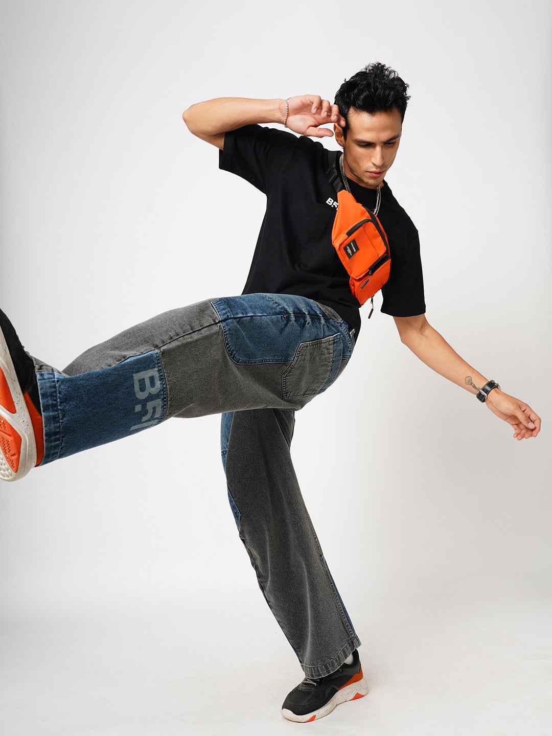 Mix & Match Blue & Grey Men's Straight Fit