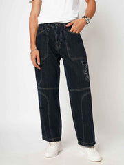 Bold Panel Dark Blue Men's Straight Fit