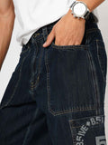Bold Panel Dark Blue Men's Straight Fit