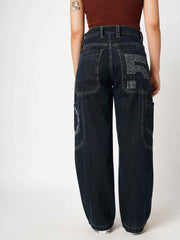 Bold Panel Dark Blue Women's Straight Fit