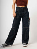 Bold Panel Dark Blue Women's Straight Fit