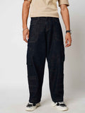 Raw Deep Indigo Cargo Mens Mens Straight Fit Jeans