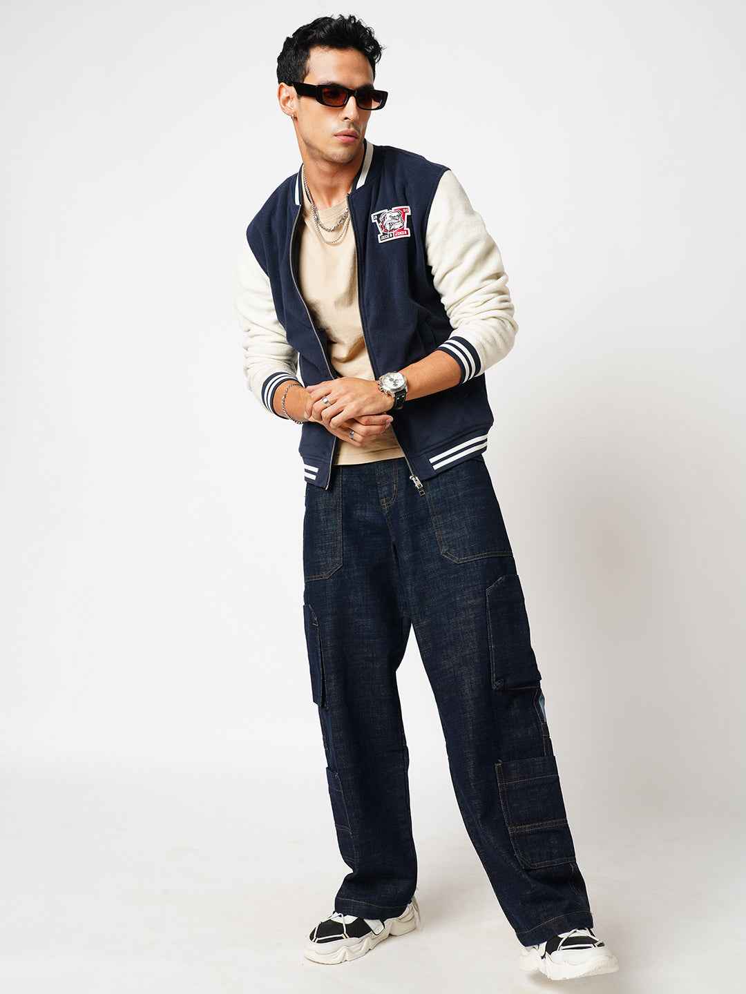 Raw Deep Indigo Cargo Mens Mens Straight Fit Jeans