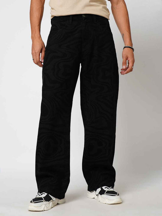 Black Psy-Swril Men's Straight Fit