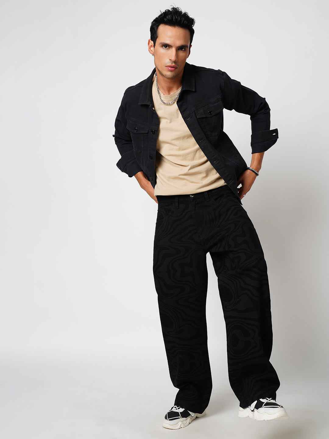 Black Psy-Swril Men's Straight Fit