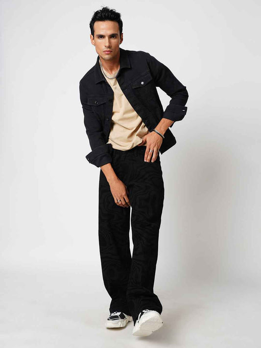 Black Psy-Swril Men's Straight Fit