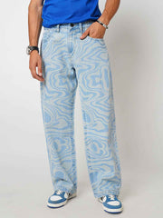 Psy-Swirl Blue Men's Straight Fit