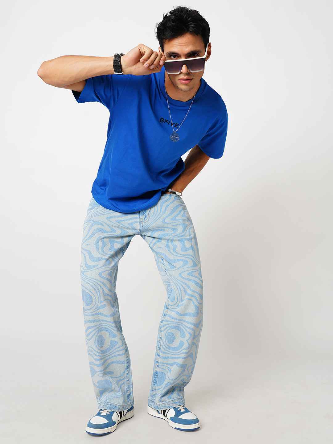 Psy-Swirl Blue Men's Straight Fit