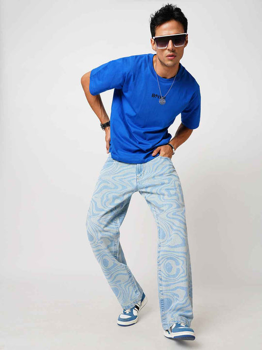 Psy-Swirl Blue Men's Straight Fit
