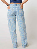 Psy-Swirl Blue Women's Straight Fit