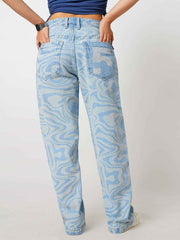 Psy-Swirl Blue Women's Straight Fit