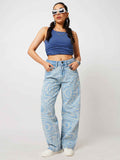 Psy-Swirl Blue Women's Straight Fit