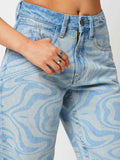Psy-Swirl Blue Women's Straight Fit