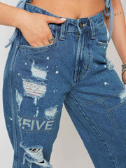 B5ive Distressed Women's Baggy Fit