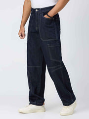 Raw Contrast Stitch Men's Straight Fit Jeans