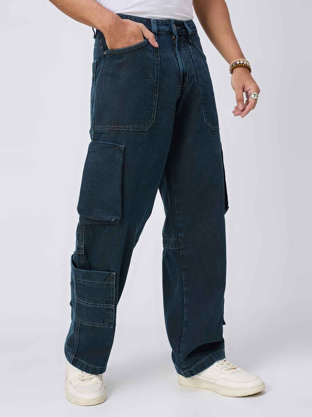 Midnight Indigo Cargo Men's Straight Fit Jeans