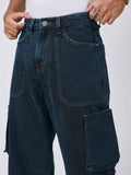 Midnight Indigo Cargo Men's Straight Fit Jeans
