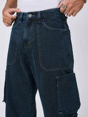 Midnight Indigo Cargo Men's Straight Fit Jeans