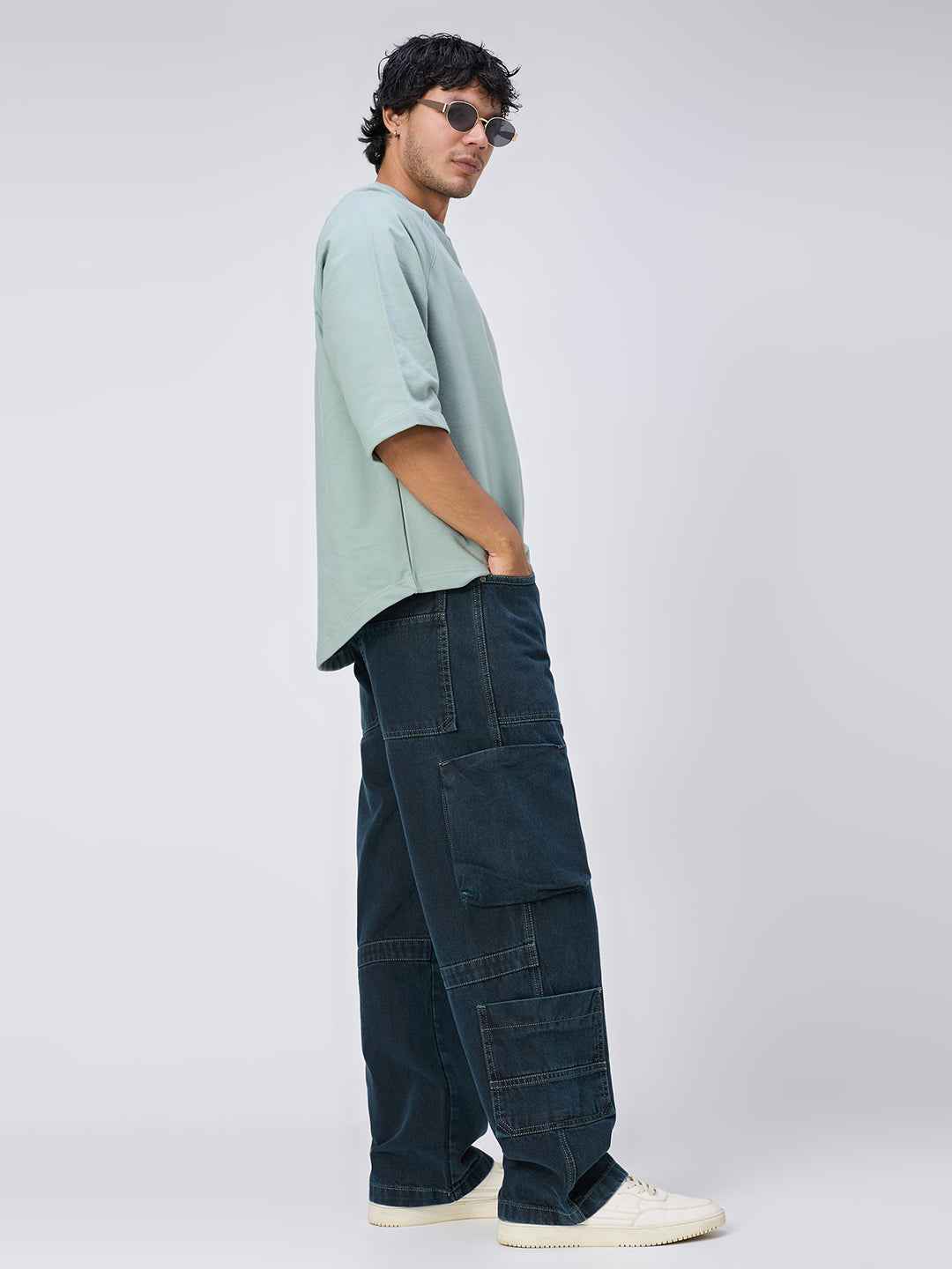 Midnight Indigo Cargo Men's Straight Fit Jeans